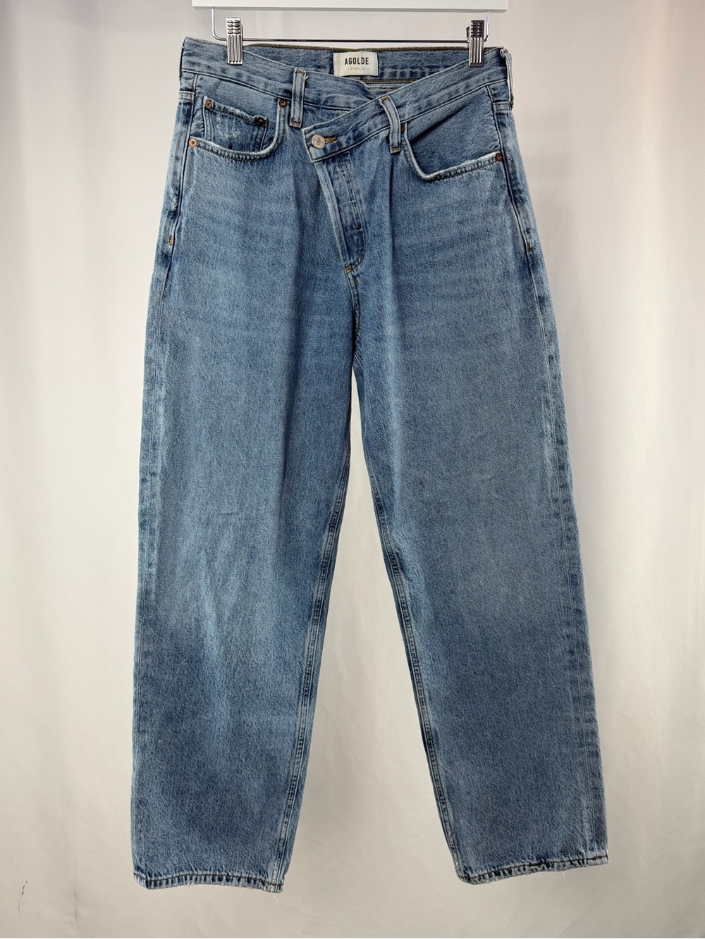 AGOLDE Criss Cross Straight Leg Jeans in Eternal Blue Size 27 - Picture 4 of 9